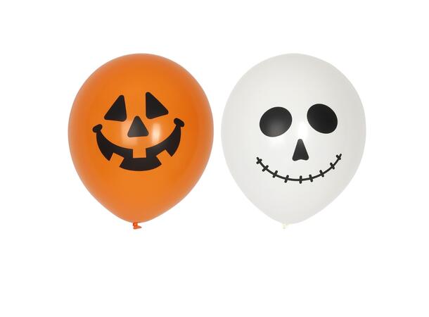 Halloween ballonger - Hvit/oransje 6 gummiballonger - 30cm (12")