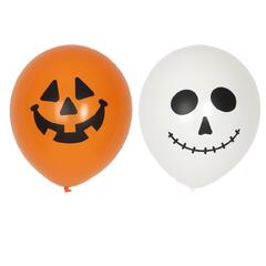 Halloween ballonger - Hvit/oransje 6 gummiballonger - 30cm (12")