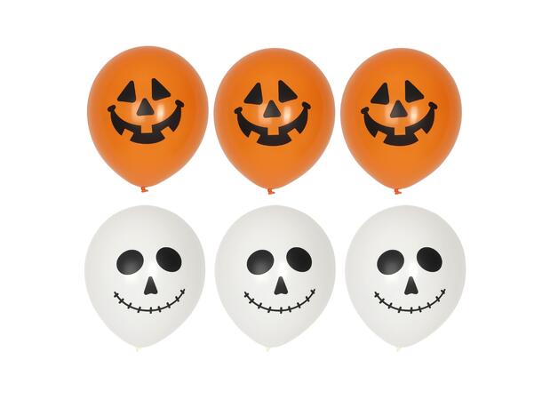 Halloween ballonger - Hvit/oransje 6 gummiballonger - 30cm (12")