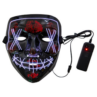 LED Maske - Horror - Hvit - 3 modus 1maske med LED lys - 2xAA batt ikke inkl