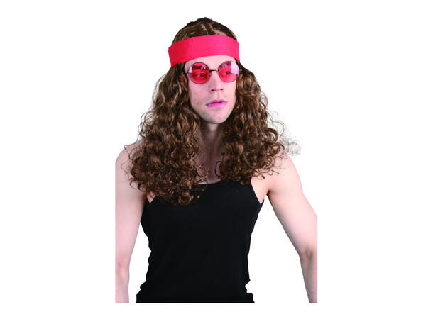 Parykk - Hippie lang - brun 1 Partykk til voksen - Onesize
