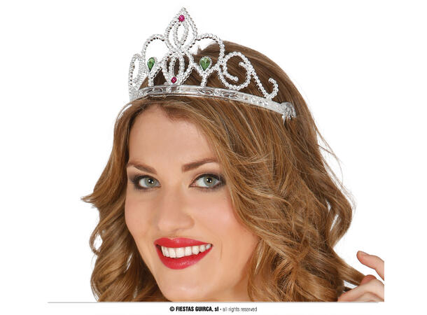 Tiara - Sølv m/stener 1 Tiara i PVC 
