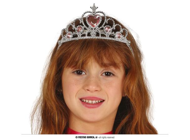Tiara til barn - Sølv m/rosa stener 1 Tiara til barn i PVC 