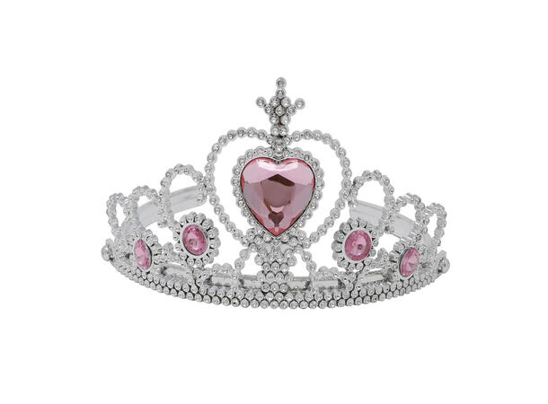 Tiara til barn - Sølv m/rosa stener 1 Tiara til barn i PVC 