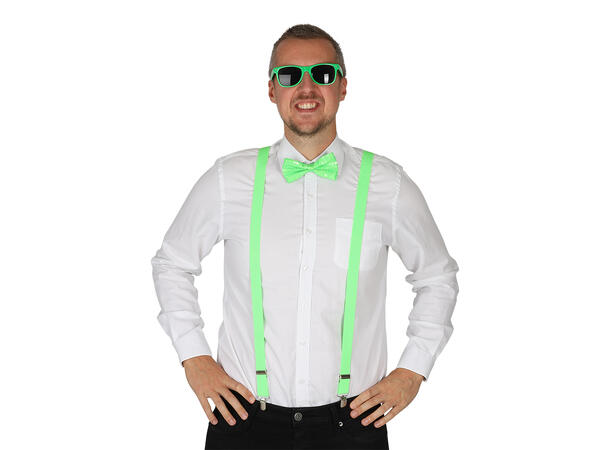 Utkledningssett - Neon Grønn 3 deler - Bukseseler, sløyfe og briller