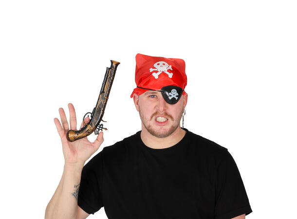 Utkledningssett - Pirat Øyelapp, bandana, revolver og ring.