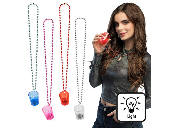LED Shotteglass med kjede - 4 farger 4 Shotteglass i plast med LED lys 