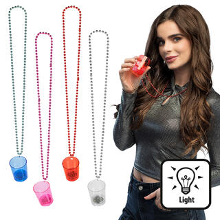 LED Shotteglass med kjede - 4 farger 4 Shotteglass i plast med LED lys