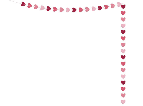 Papirgirlander hjerter - Rød, Rosa, hvit 1 Papirgirlander XS uttrekkbar - 3m 