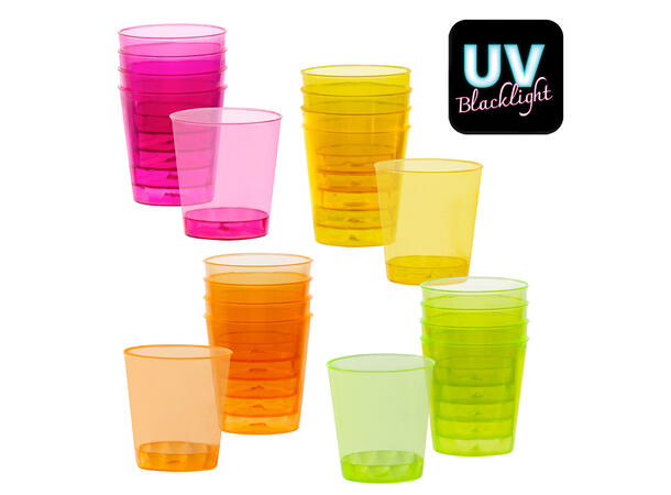 Shotteglass - UV - 3 farger 22 plastikk shotteglass i 3 farger 