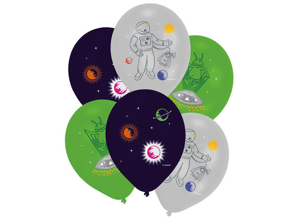 Space Party 6 Gummiballonger - 28cm (11") 