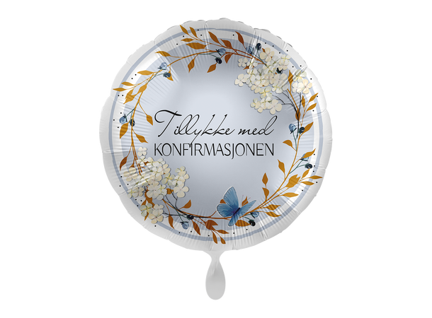 Tillykke med konfirmajsonen blå 1 Folieballong rund - 17" - (43cm) 