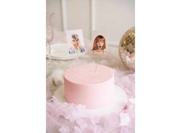 Cake topper - Hjerte , gull 1 Kaketopp i metall - 12x4,5 cm 