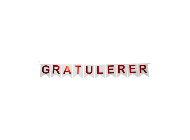 Gratulerer - Flaggbanner 1 Flaggbanner med snor - 3,6m 