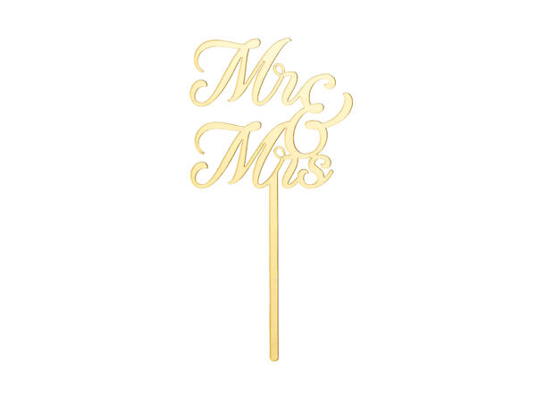 Cake topper- MR & MRS , gull 1 Kaketopp - 16,5 cm 