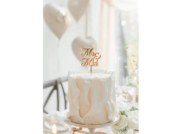 Cake topper- MR & MRS , gull 1 Kaketopp - 16,5 cm 