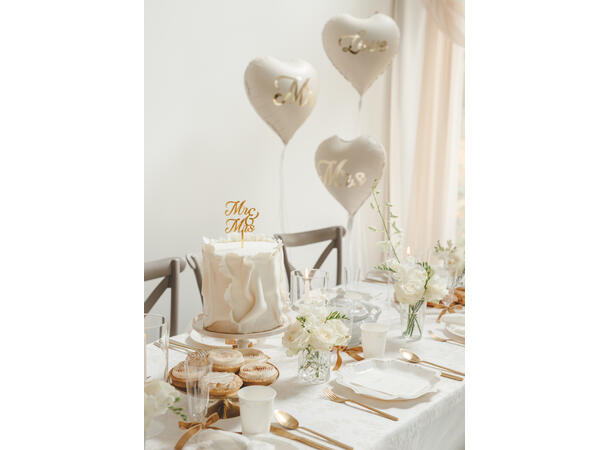 Cake topper- MR & MRS , gull 1 Kaketopp - 16,5 cm 