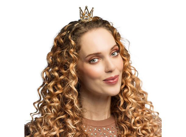 Tiara - Liten gullkrone med stener 1 Tiara i metall - Onesize 