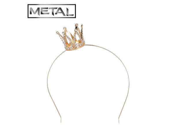 Tiara - Liten gullkrone med stener 1 Tiara i metall - Onesize 