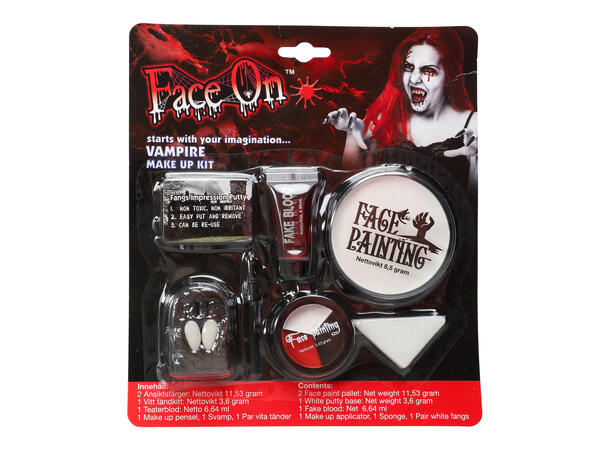 Vampyr sminkesett Sminkesett, tenner, blod og sminke 