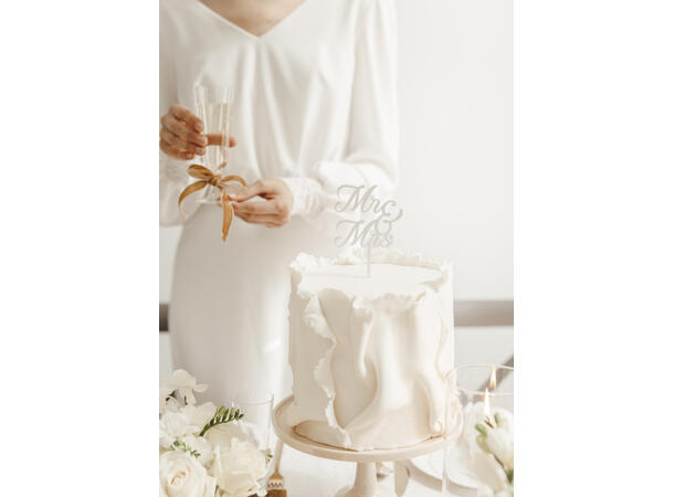 Cake topper- MR & MRS , Hvit 1 Kaketopp - 16,5 cm 