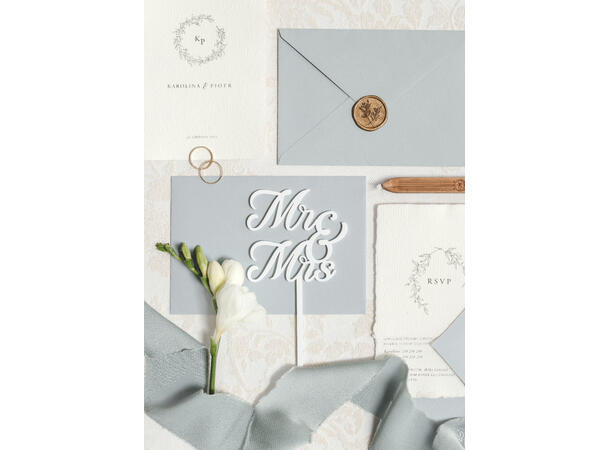 Cake topper- MR & MRS , Hvit 1 Kaketopp - 16,5 cm 
