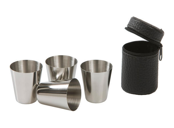 Snapskopper med futeral 4 Snapskopper i metall m/futeral - 3,5cl 